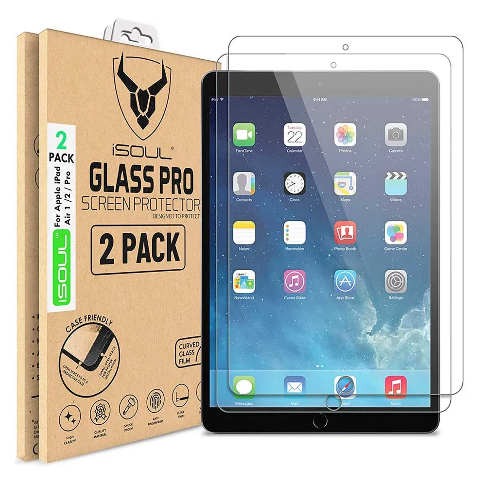 2X Tempered Glass Screen Protector for Apple iPad Air 1 / Air 2 / Air Pro 9.7 Scratch Proof