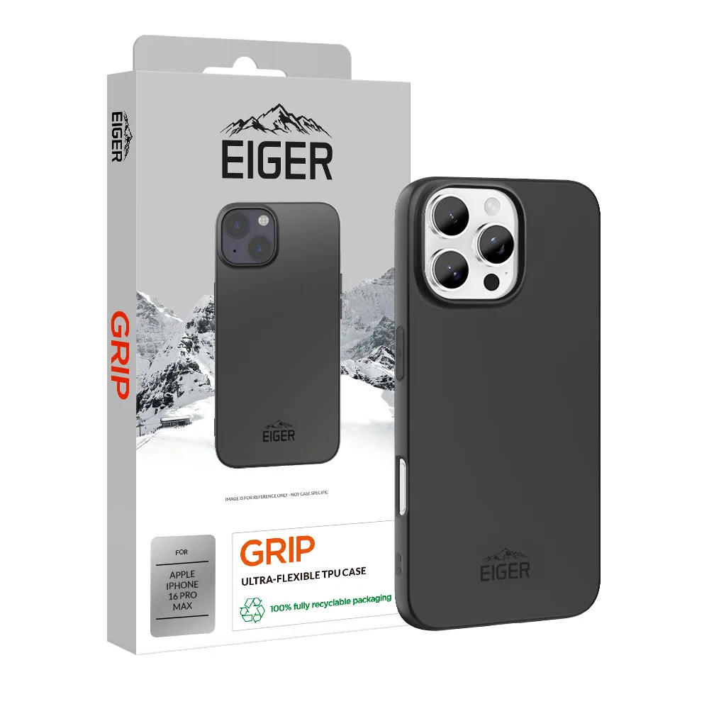 Eiger Grip Case for Apple iPhone 16 Pro Max in Black Raised Edges Tactile Feel