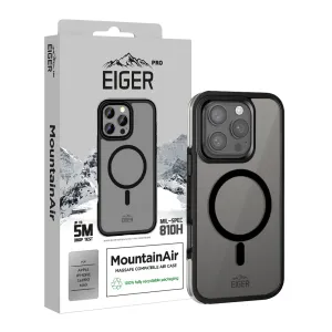 Eiger Pro MountainAir MagSafe Case for Apple iPhone 16 Pro Max in Black Shock Cushion Flexible Edge Texture