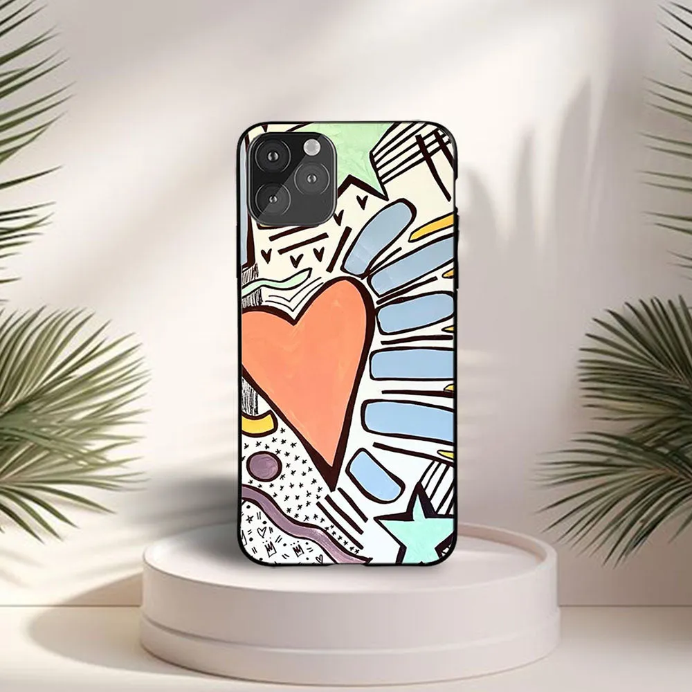 Aesthetic Heart Case Durable Frame Hybrid Finish Texture