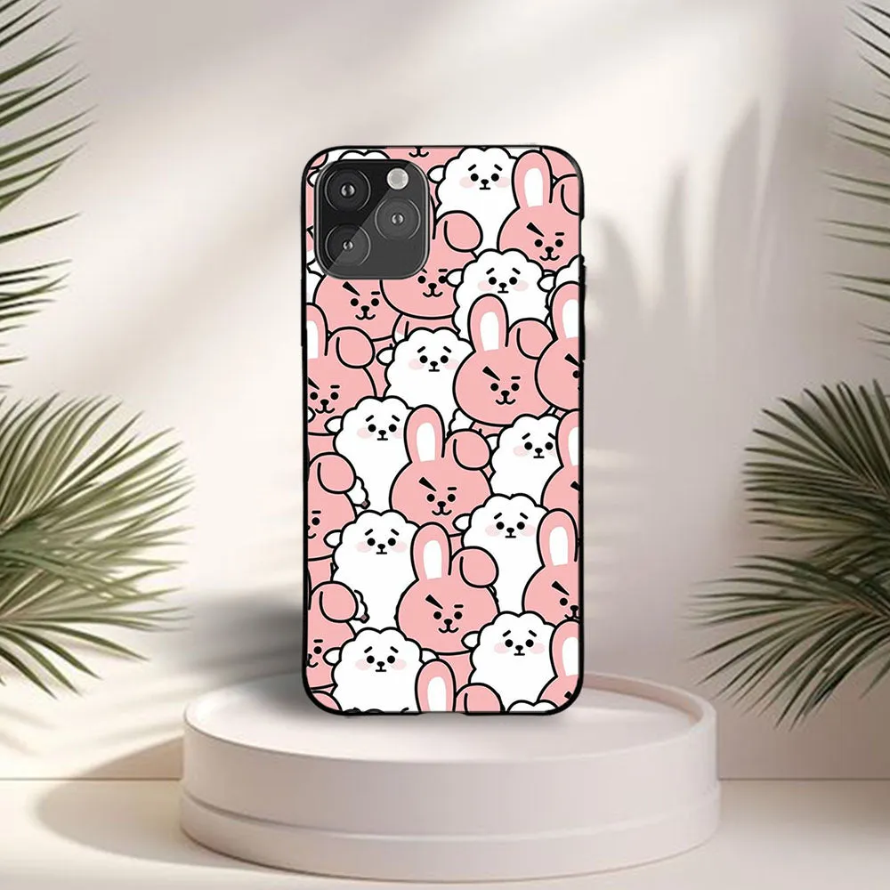 Comfort grip design Aesthetic White and Pink Cartoon Case
