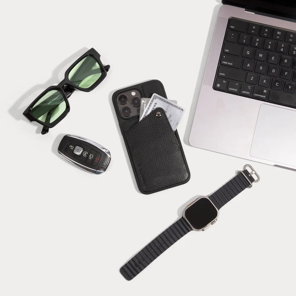 Simple Style Professional Look Alex Pebble Leather Wallet Case (no D-rings) - Black/Pewter