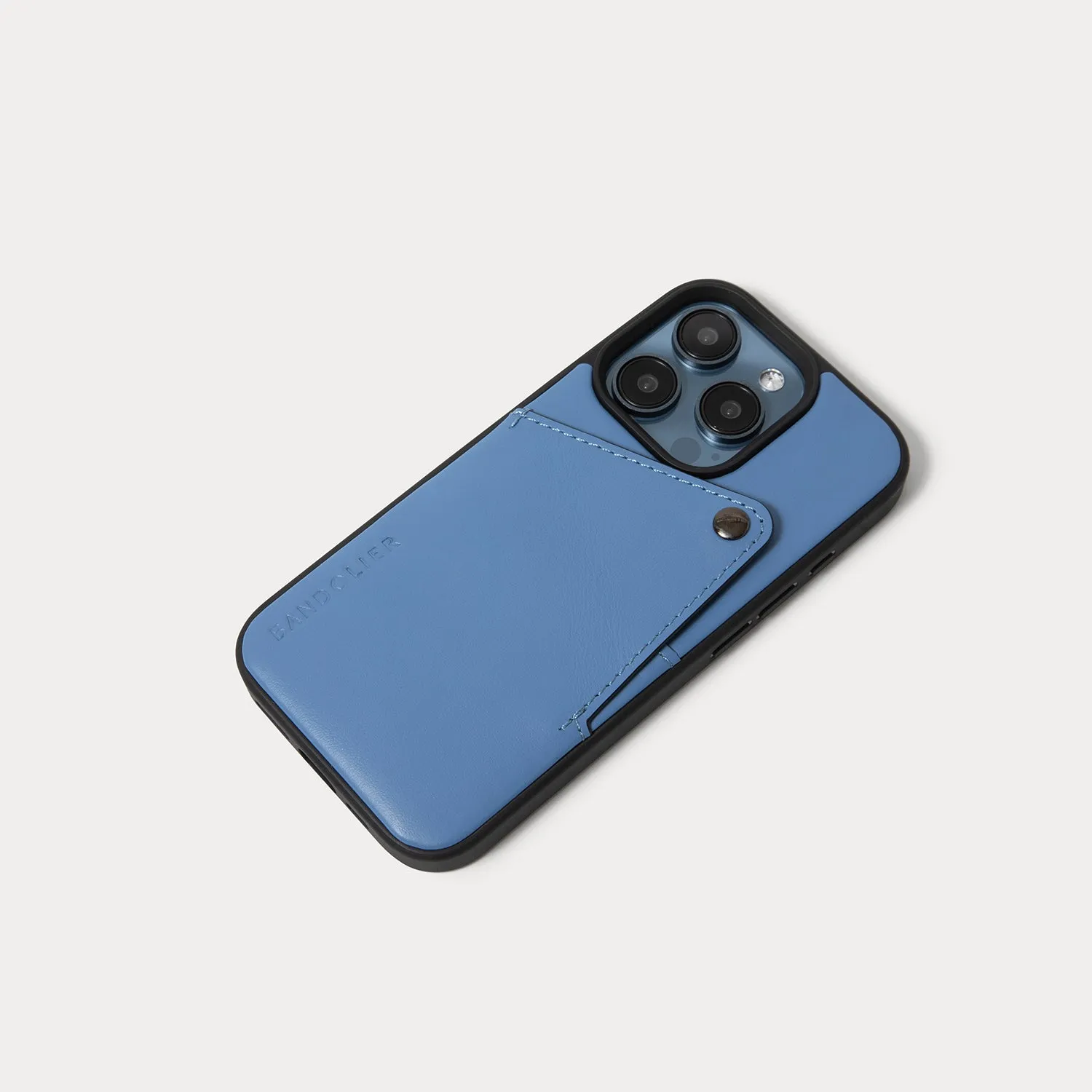 Smooth Pattern Alex Smooth Leather Wallet Phone Case (no D-rings) - Denim Blue/Pewter