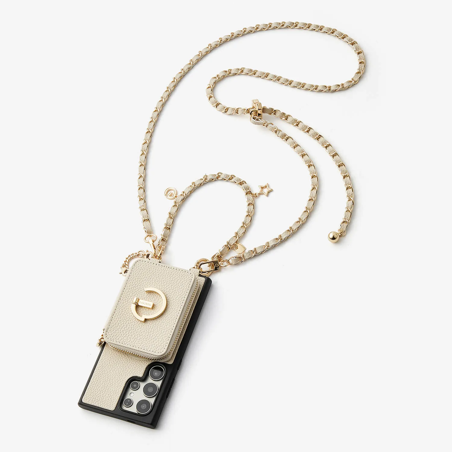 Vivid Coloration Allure Chain Series- Samsung Strap Wireless Charging Phone Case with Detachable Purse & Grip