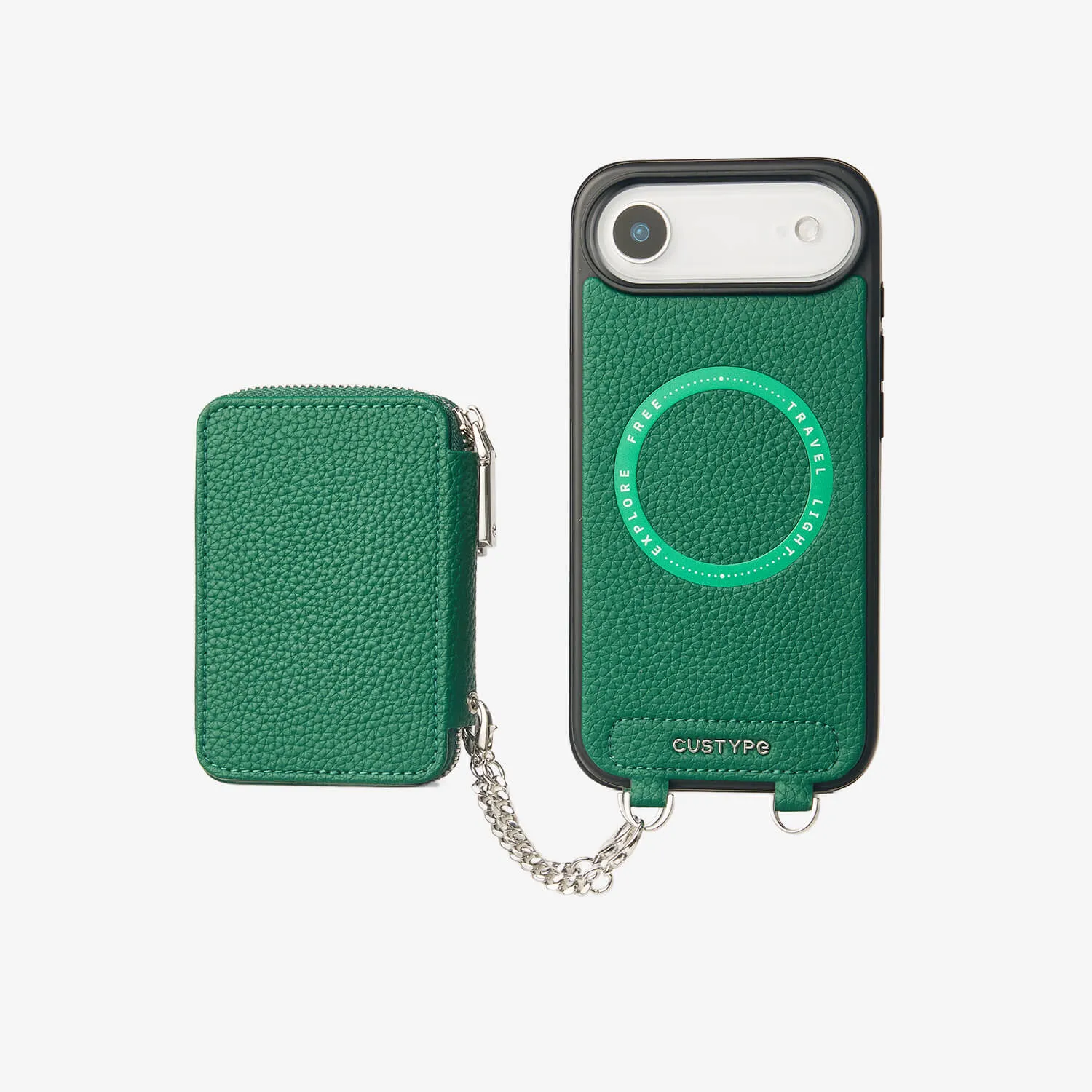 Soft Edge Detail Gloss Layer Finish Lunar Silver Series- MagSafe Compatible Zipper Wallet Case