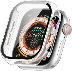 Bumper Armor Shielding Full Coverage Bumper Apple Watch 10 Hard Case with Glass (Transparent)