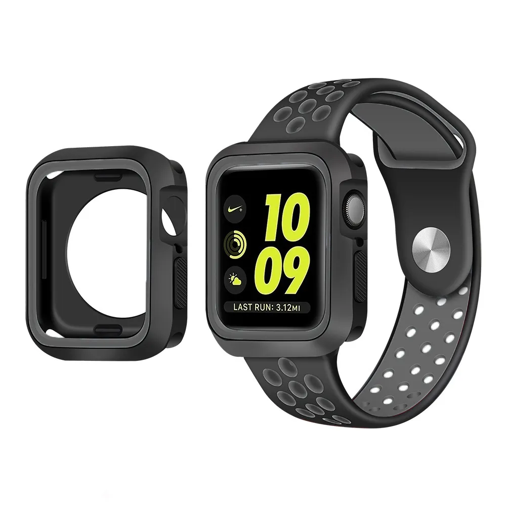 Apple Watch 7 Sport Strap   TPU Case (Black/Grey) Active Lifestyle Outdoor Utility Gear