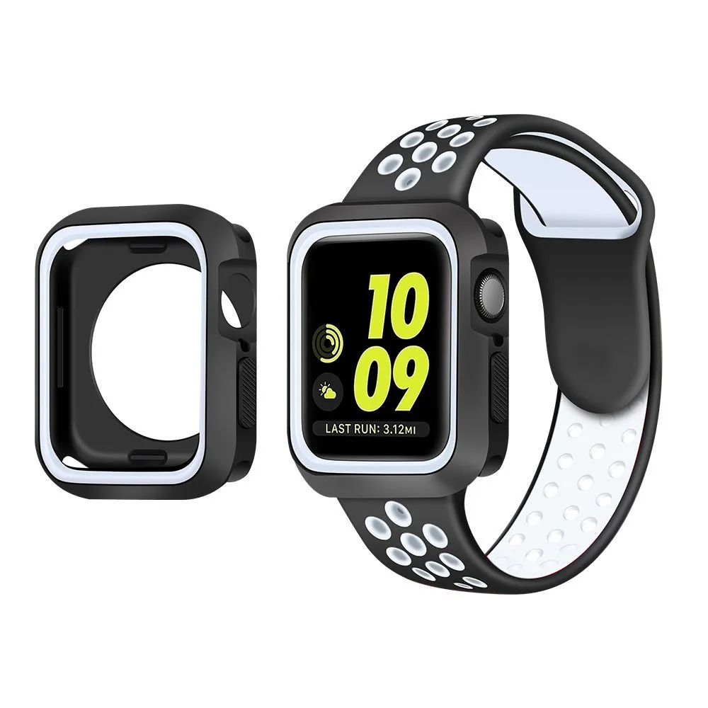 Apple Watch 7 Sport Strap   TPU Case (White/Black) Elegant Finish
