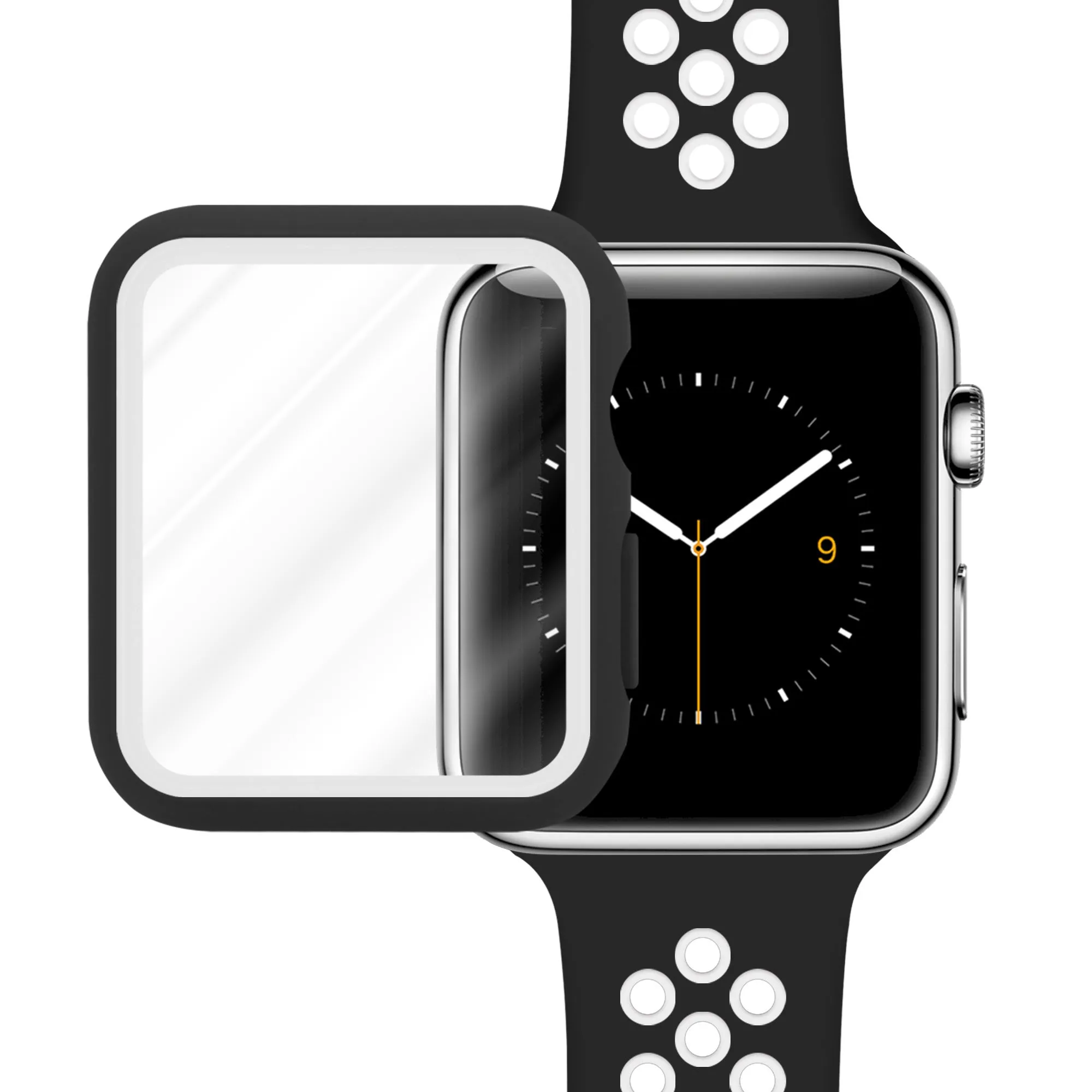 Apple Watch 7 Sport Strap   TPU Case (White/Black) Soft Grip