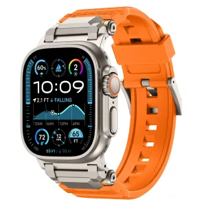Flexible Comfort Strap Magnetic Closure Apple Watch 'Adventurer' Silicone Strap (Orange with Titanium)