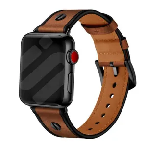 Outdoor Utility Gear Youth Style Apple Watch Leather Strap with Screw (Dark Brown)