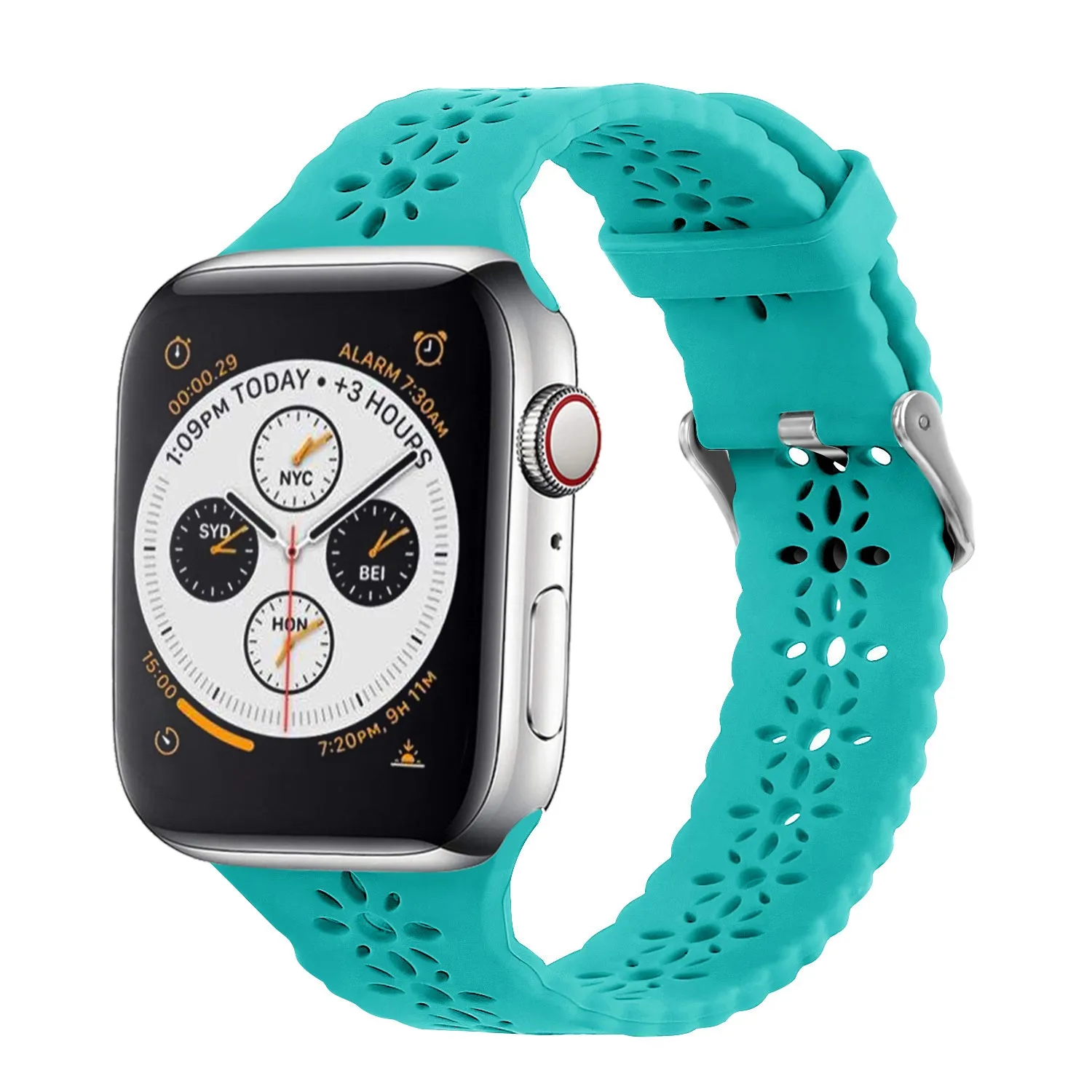 Apple Watch Patterned Silicone Strap (Turquoise) Flexible structure Stylish Flexibility