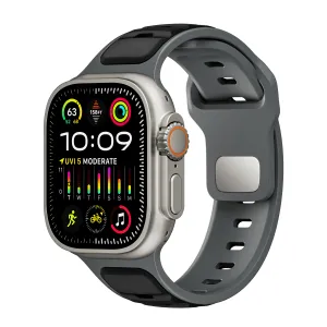 Workout Essential Outdoor Adventure Style Apple Watch Premium Outdoor Silicone Strap (Black/Gray)