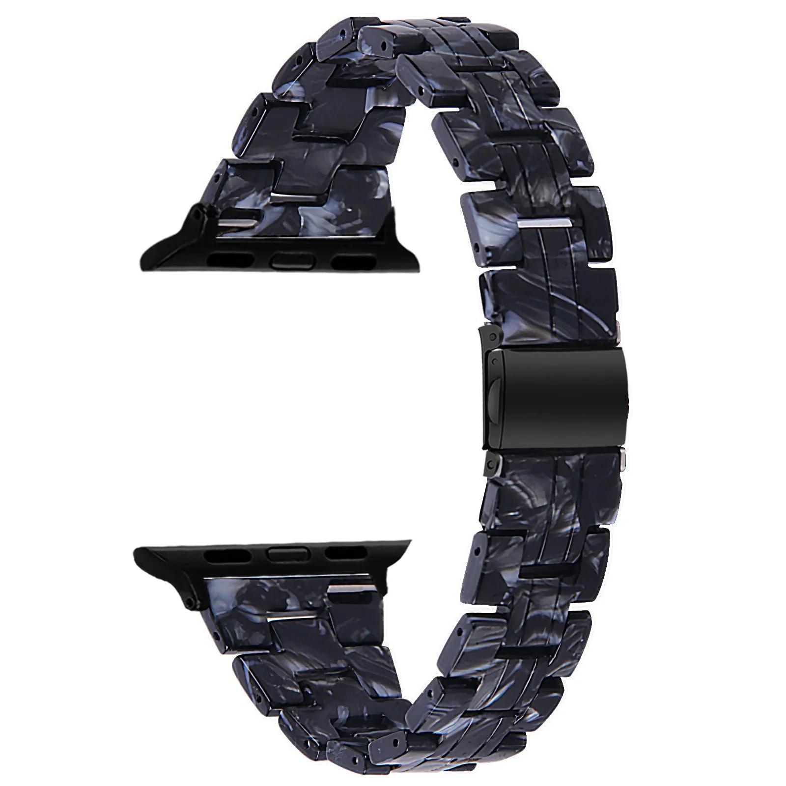 Apple Watch Resin Strap (Black/White) Flexible Wear Elegant Modern Appeal