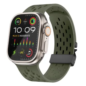 Apple Watch Silicone Air Strap with P-Buckle (Army Green) Daily Fitness Companion Modern Look Design