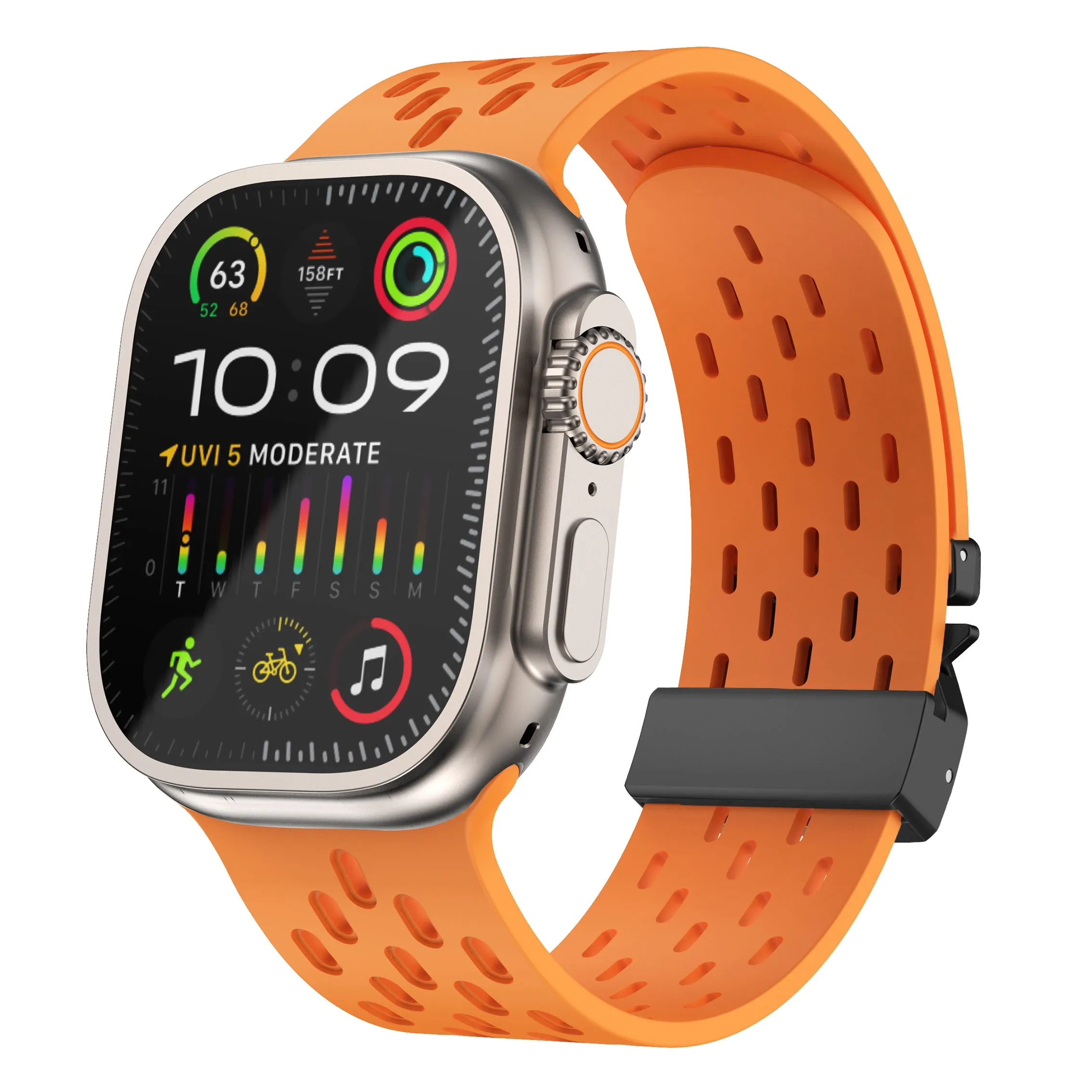 Universal Fit Design Travel Ready Apple Watch Silicone Air Strap with P-Buckle (Orange)