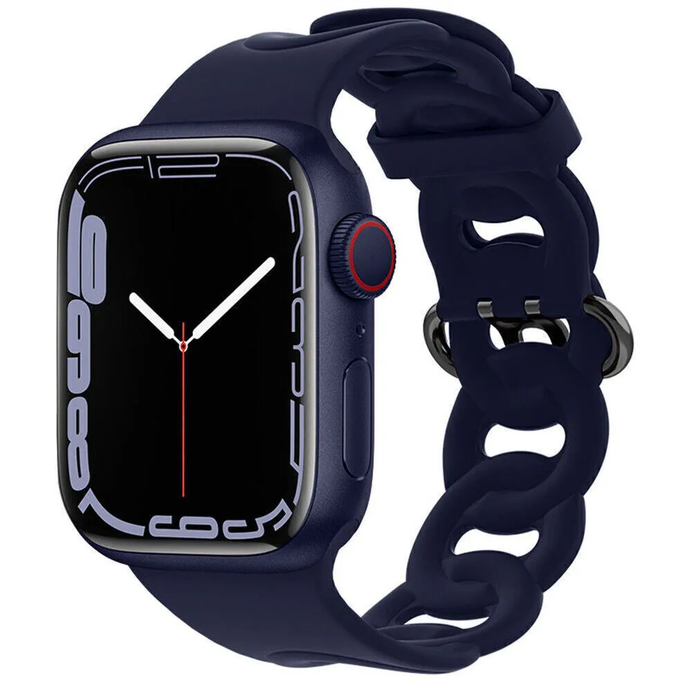 Apple Watch Silicone Chain Strap (Dark Blue) Soft Finish