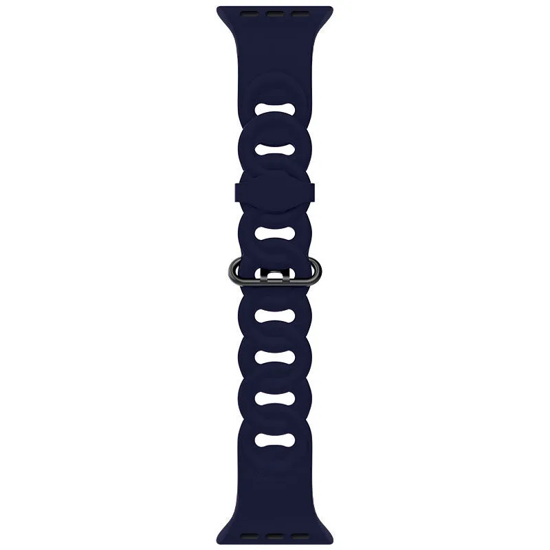 Modern Durable Fit Apple Watch Silicone Chain Strap (Dark Blue)