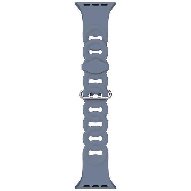 Workout Essential Soft Fashion Touch Apple Watch Silicone Chain Strap (Grey-Blue)