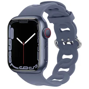 Cycling gear Classic Sport Design Apple Watch Silicone Chain Strap (Grey-Blue)