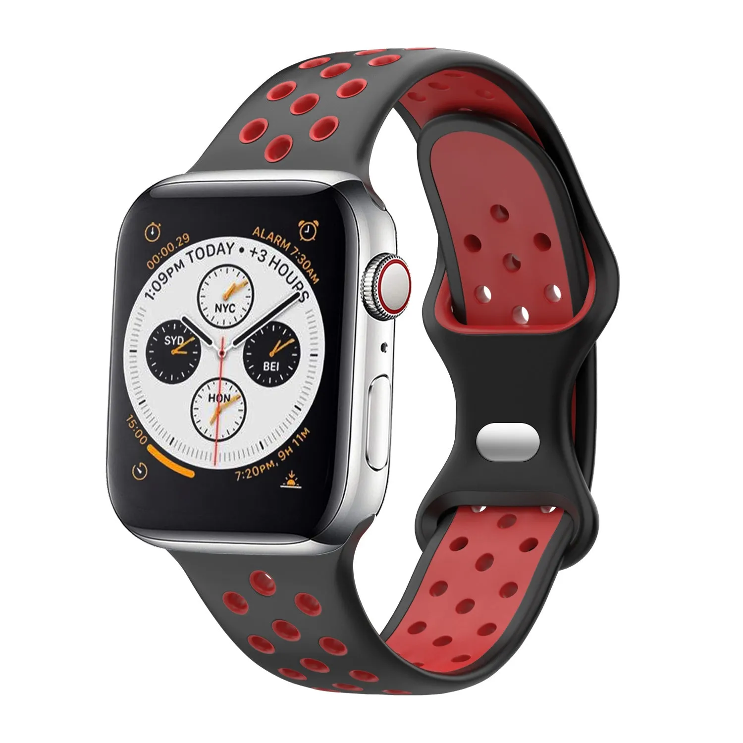 Luxury Smart Design Classic Look Design Apple Watch Sport Strap Classic (Black/Red)