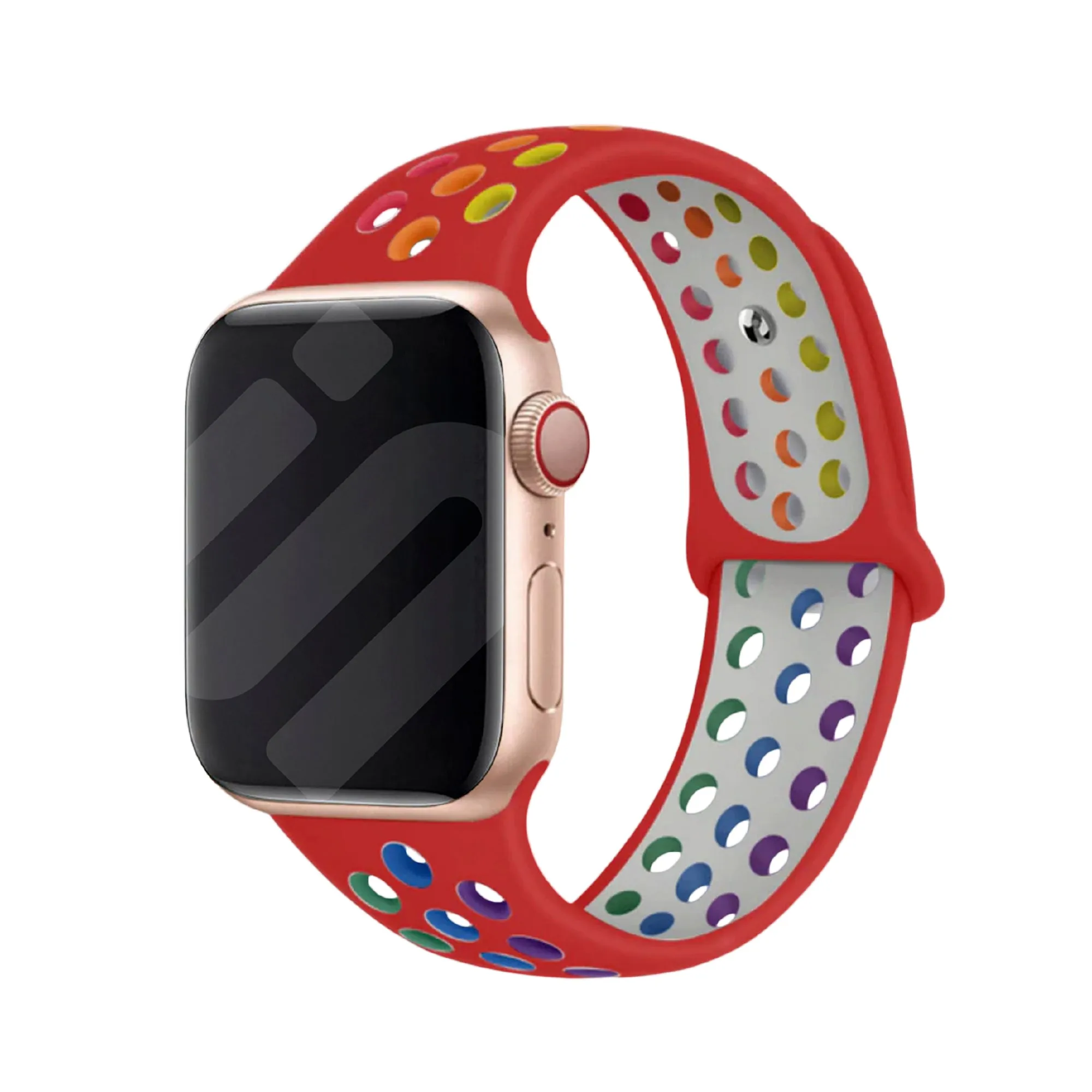 Luxury Minimal Style Outdoor Performance Fit Apple Watch Sport Strap (Red/Rainbow)
