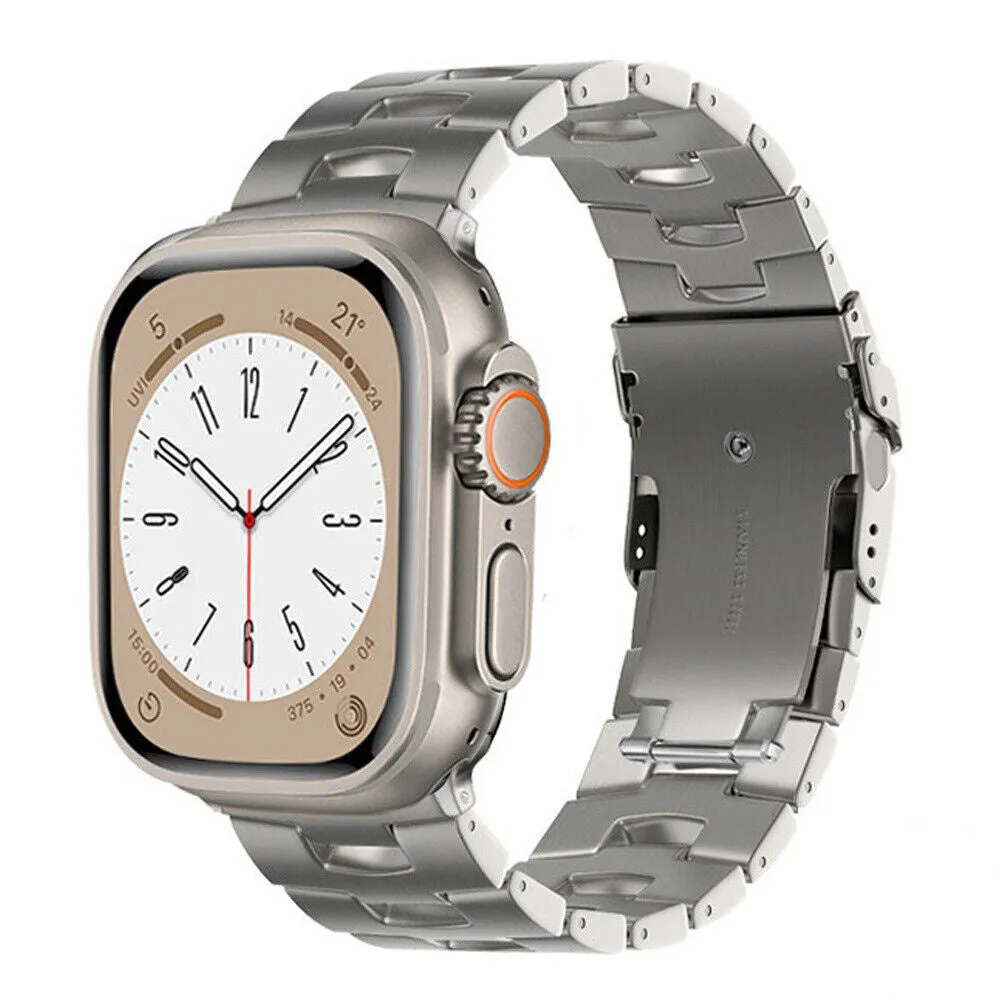 Apple Watch Titanium Grain Strap (Silver) Flexible Band Design