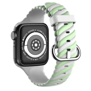 Casual Performance Apple Watch Twisted Silicone Strap (White/Green)
