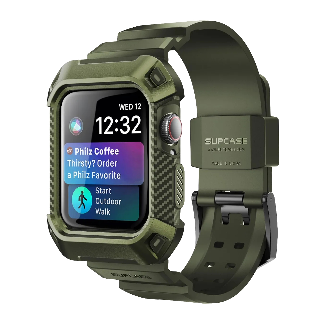 Apple Watch UB Pro Wristband Case (44mm/45mm)-Dark Green TPU Armor Shield Covering Sporty Cover