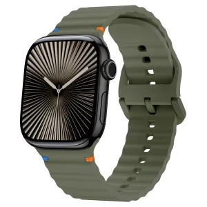 Apple Watch Wave Silicone Strap (Dark Green) Breathable Design