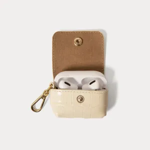 Avery AirPods Clip-On Pouch - Ivory Croc/Gold durable protective companion ultra compact charging box