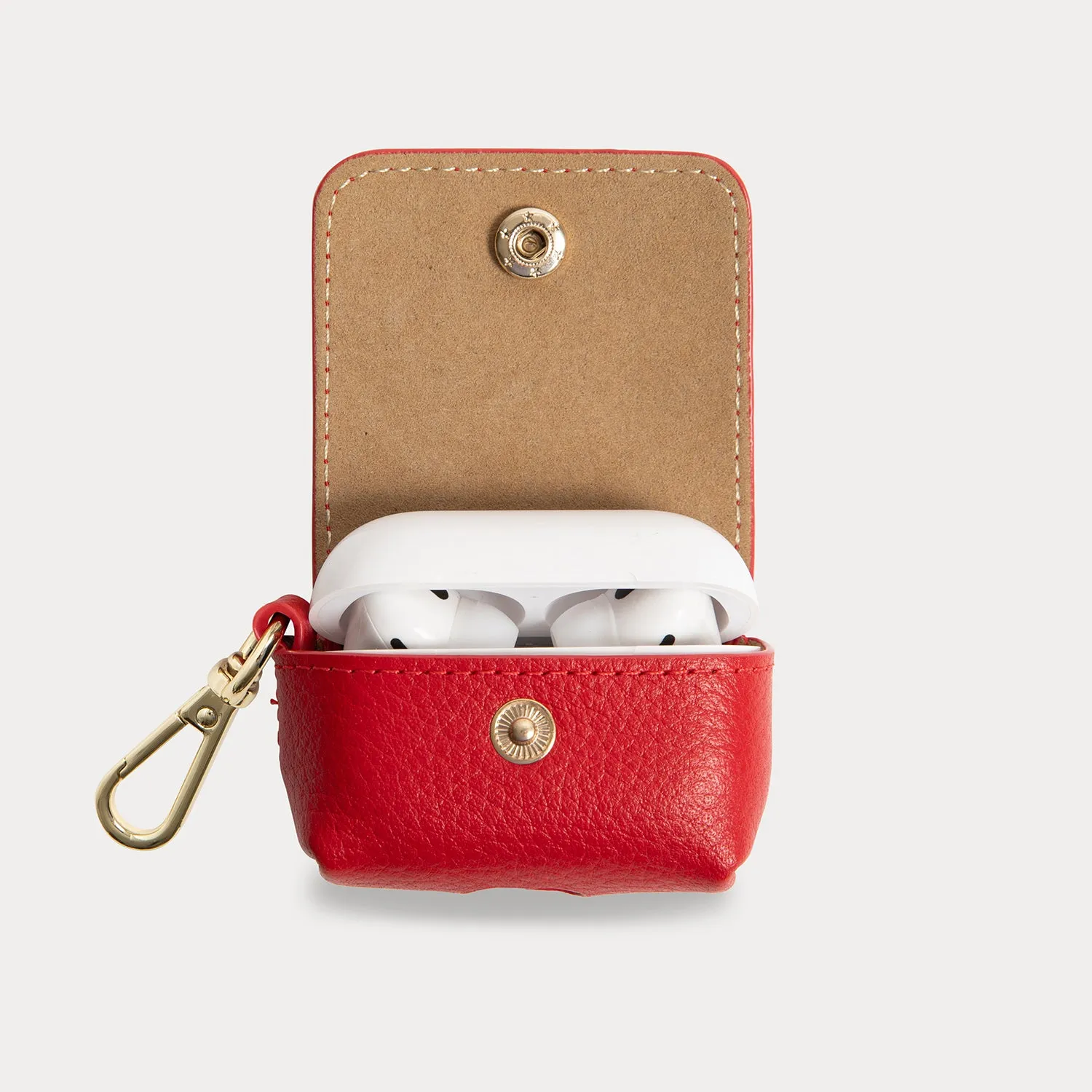 soft pastel airpods shell Avery AirPods Clip-On Pouch - Red/Gold