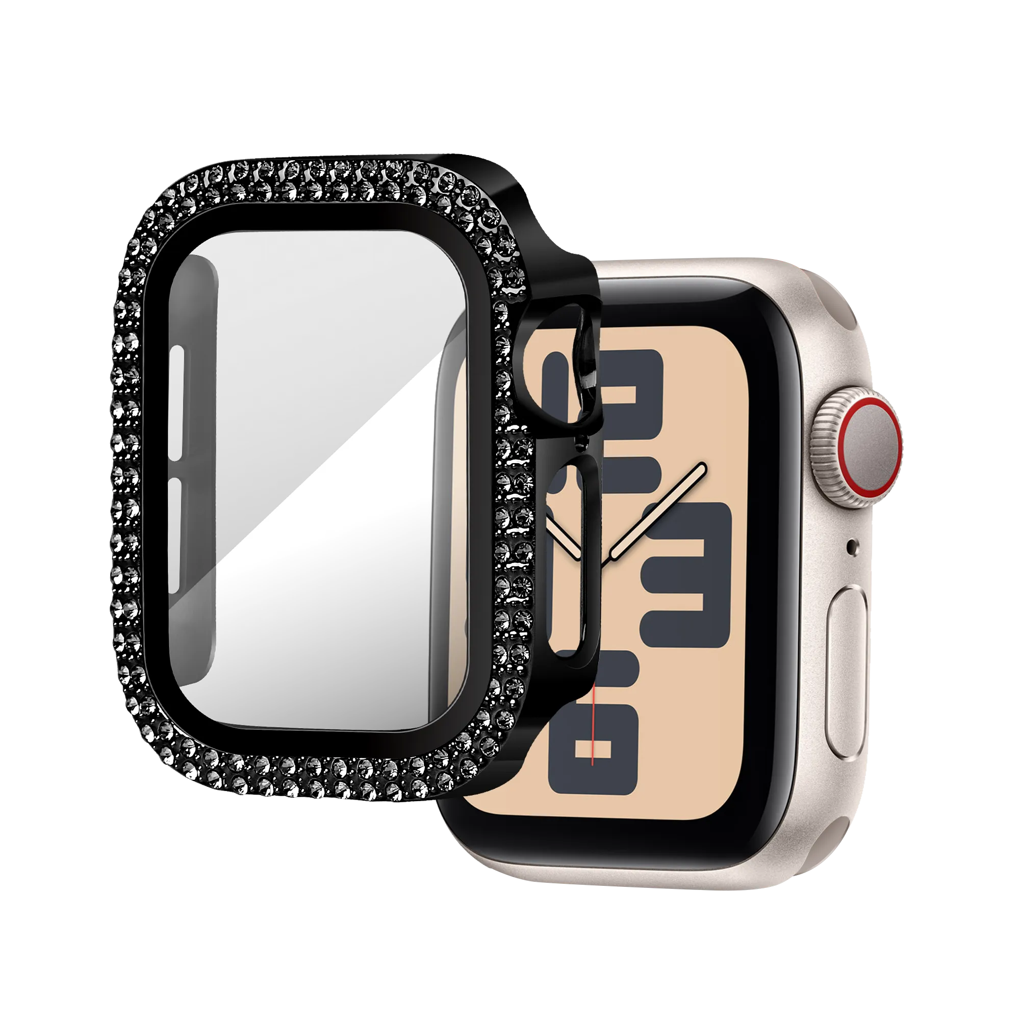 Bandz Apple Watch 10 - 42mm Diamond Case with Glass (Black) athletes