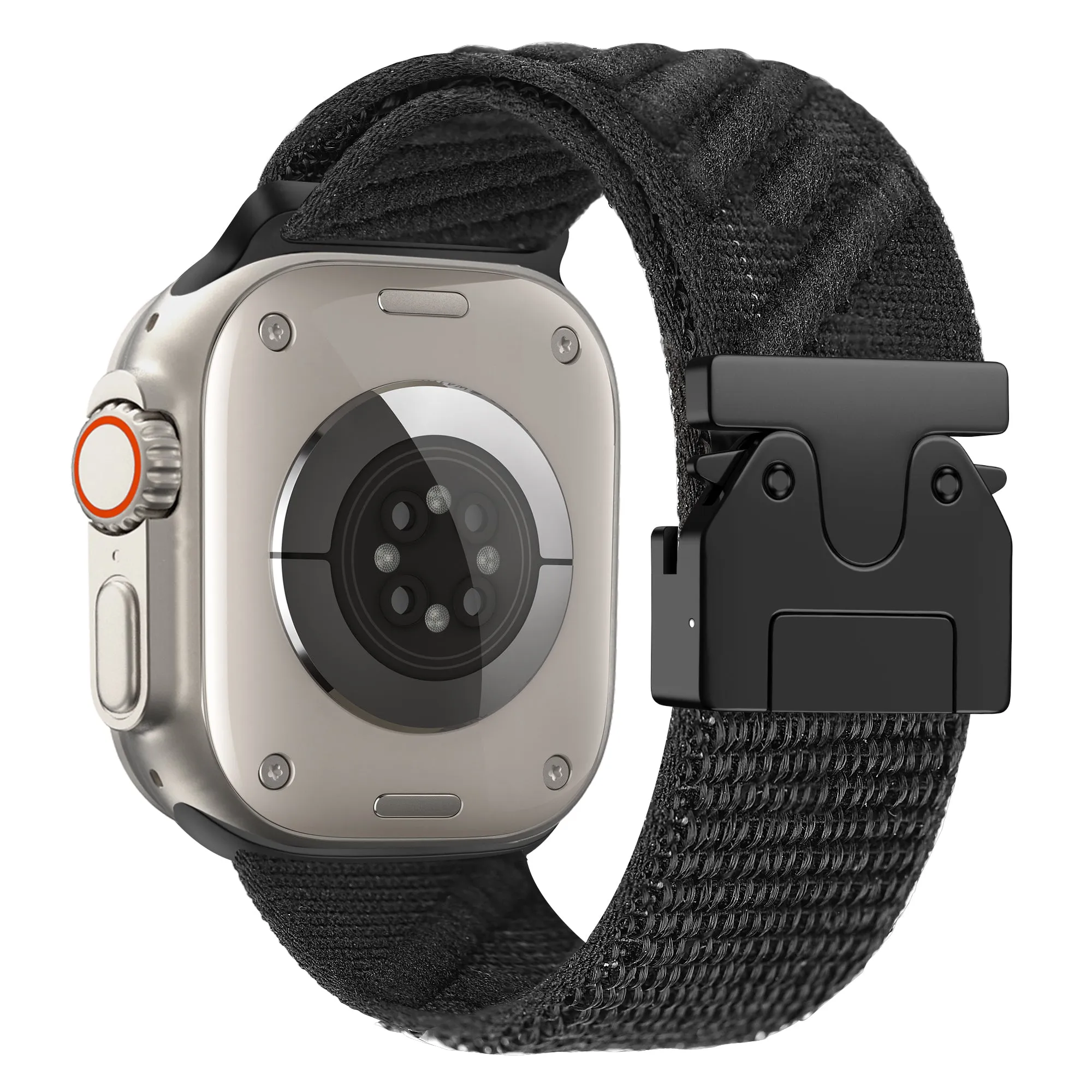 Active Comfort Bandz Apple Watch Nylon Strap 'Wave' with P-Buckle (Black)