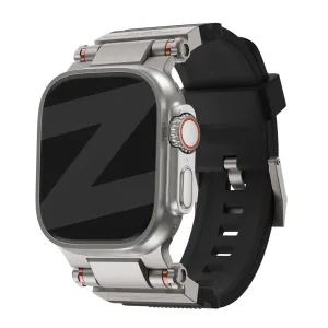 Bandz Apple Watch Silicone Strap 'Explorer' (Black with Titanium) Flexible Material Comfort Accessory