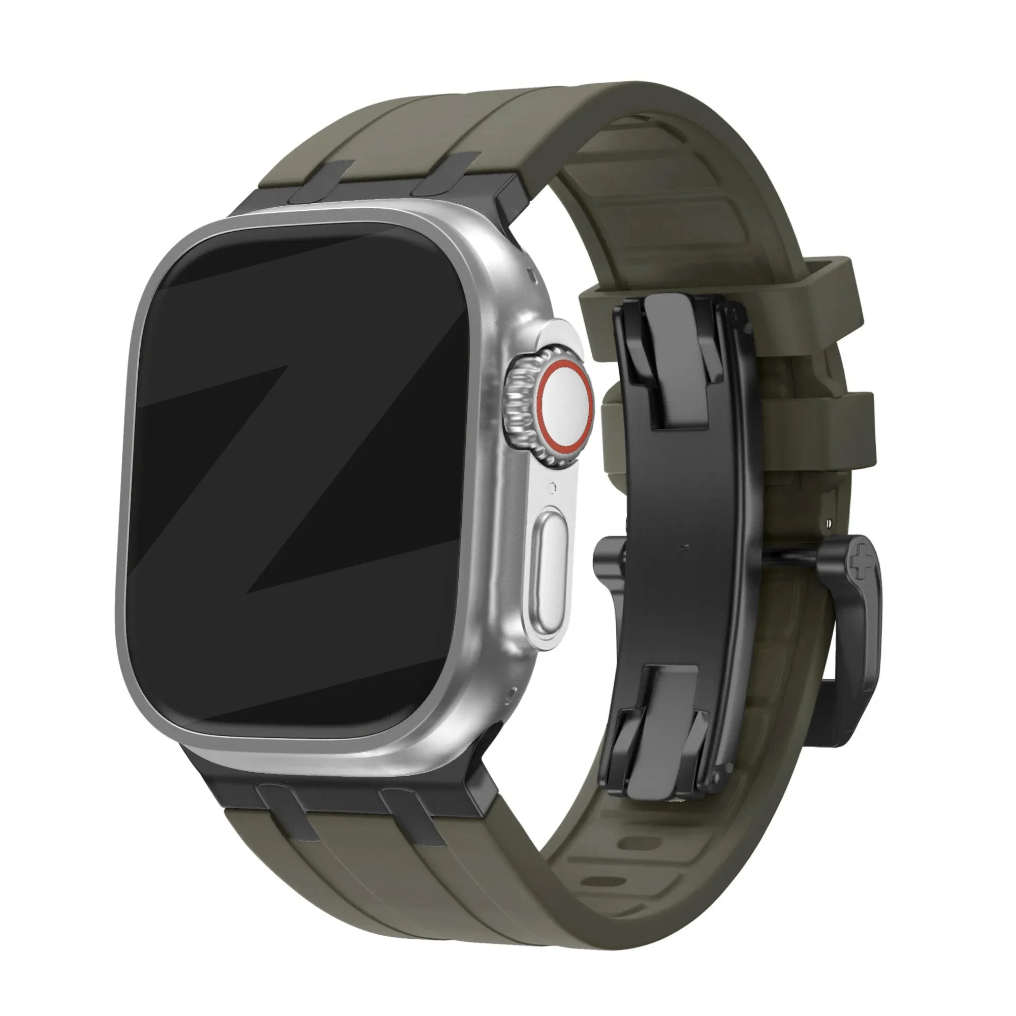 Secure Band Bandz Apple Watch Silicone Strap 'Luxe Liquid' (Brown With Black)