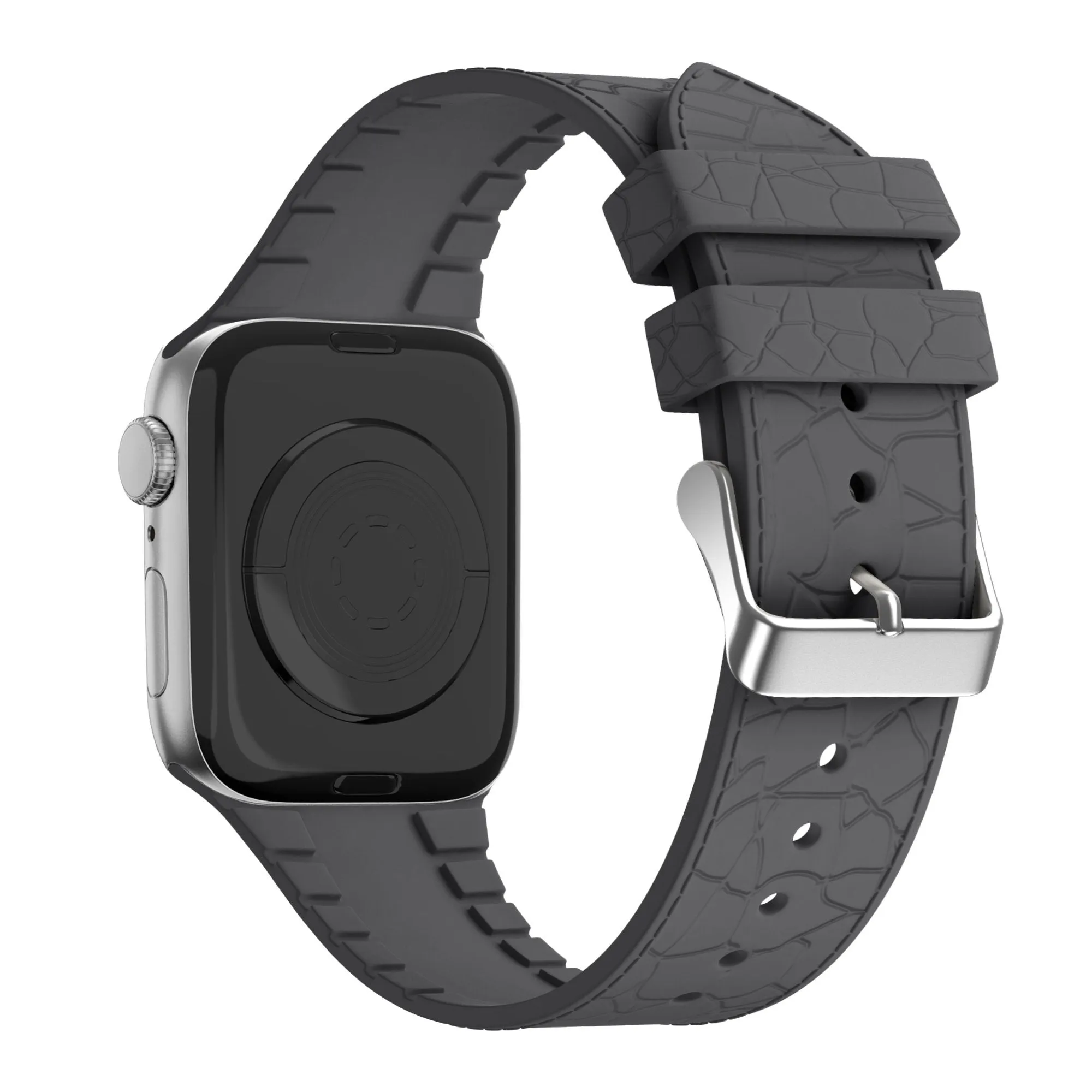 Bandz Apple Watch Silicone Strap With Leather Pattern (Dark Gray) Outdoor Wear