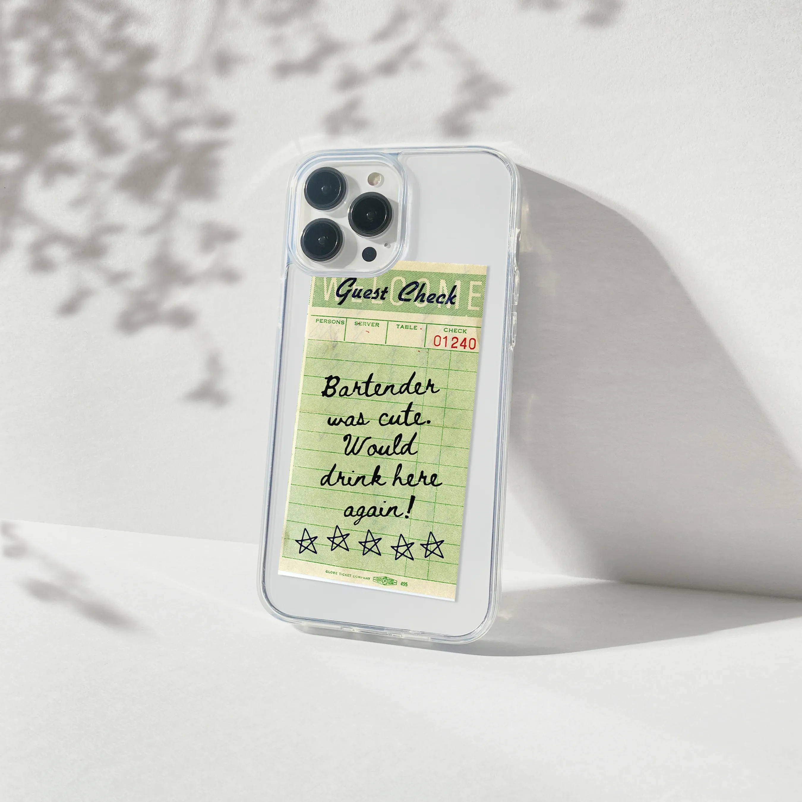 Shock Frame Bartender Guest Check Silicone Clear Case