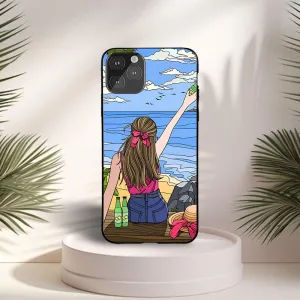 Slim Look Textured Finish Beach girl Printed protective Case