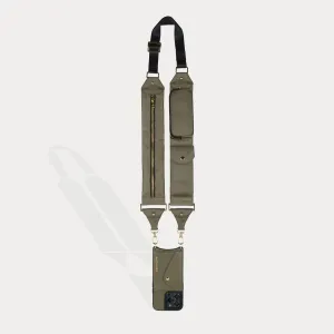 Travel Ready Billie Nylon Utility Crossbody with Case - Army Green/Gold