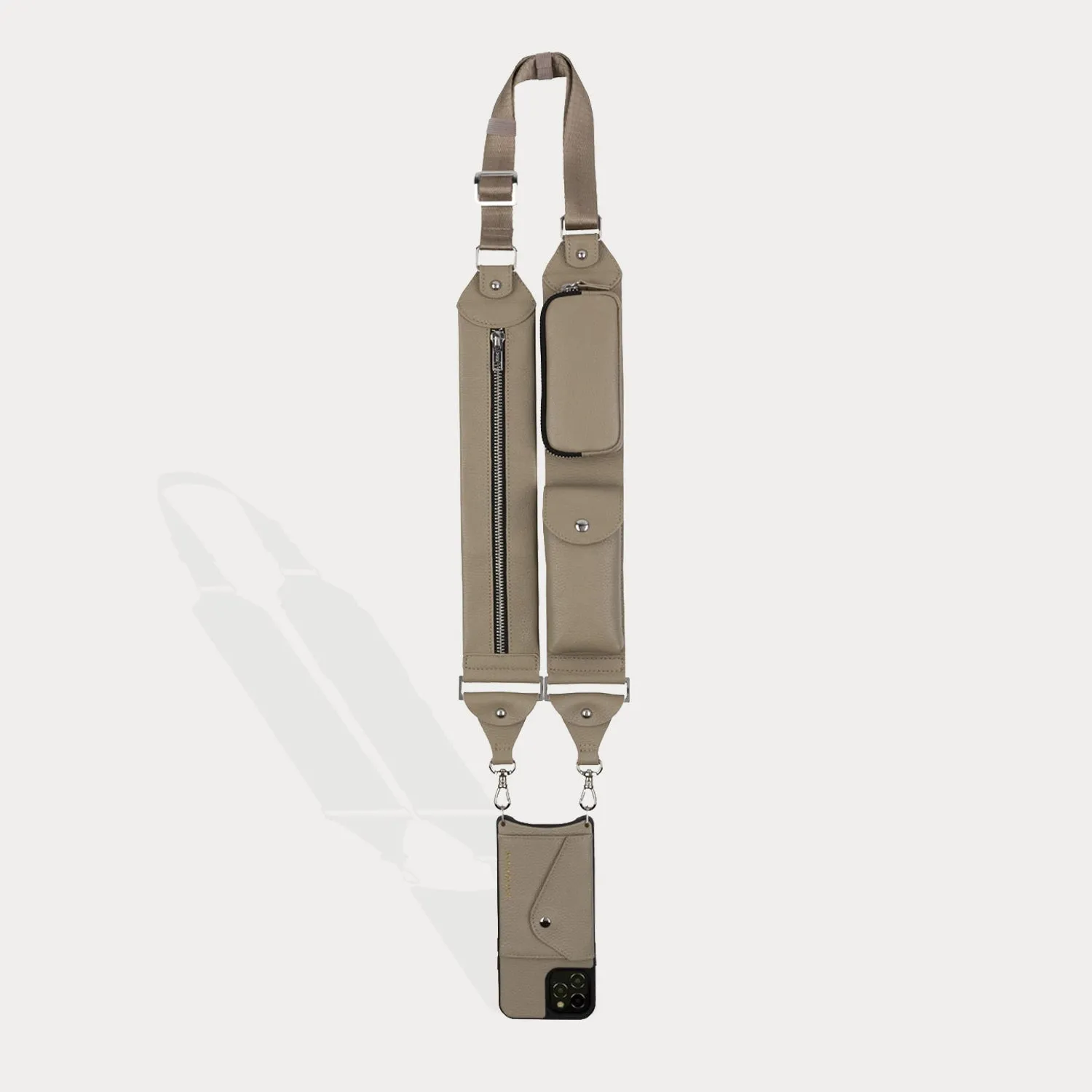 Billie Utility Crossbody with Case - Greige/Silver Luxury Build