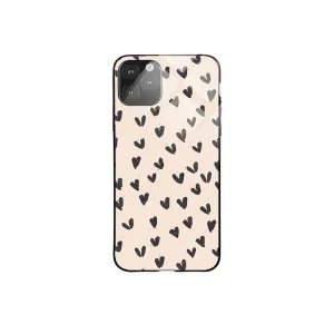 Metal Texture Soft Detail Black Hearts Printed Designer Protective Case