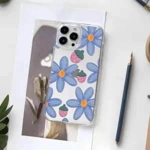 Blue Flowers Printed Silicone case Flexible Comfort Comfort Grip