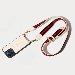 Kimberly Adjustable Crossbody Bandolier - Ivory/Gold Gloss Finish Texture Luxury Style