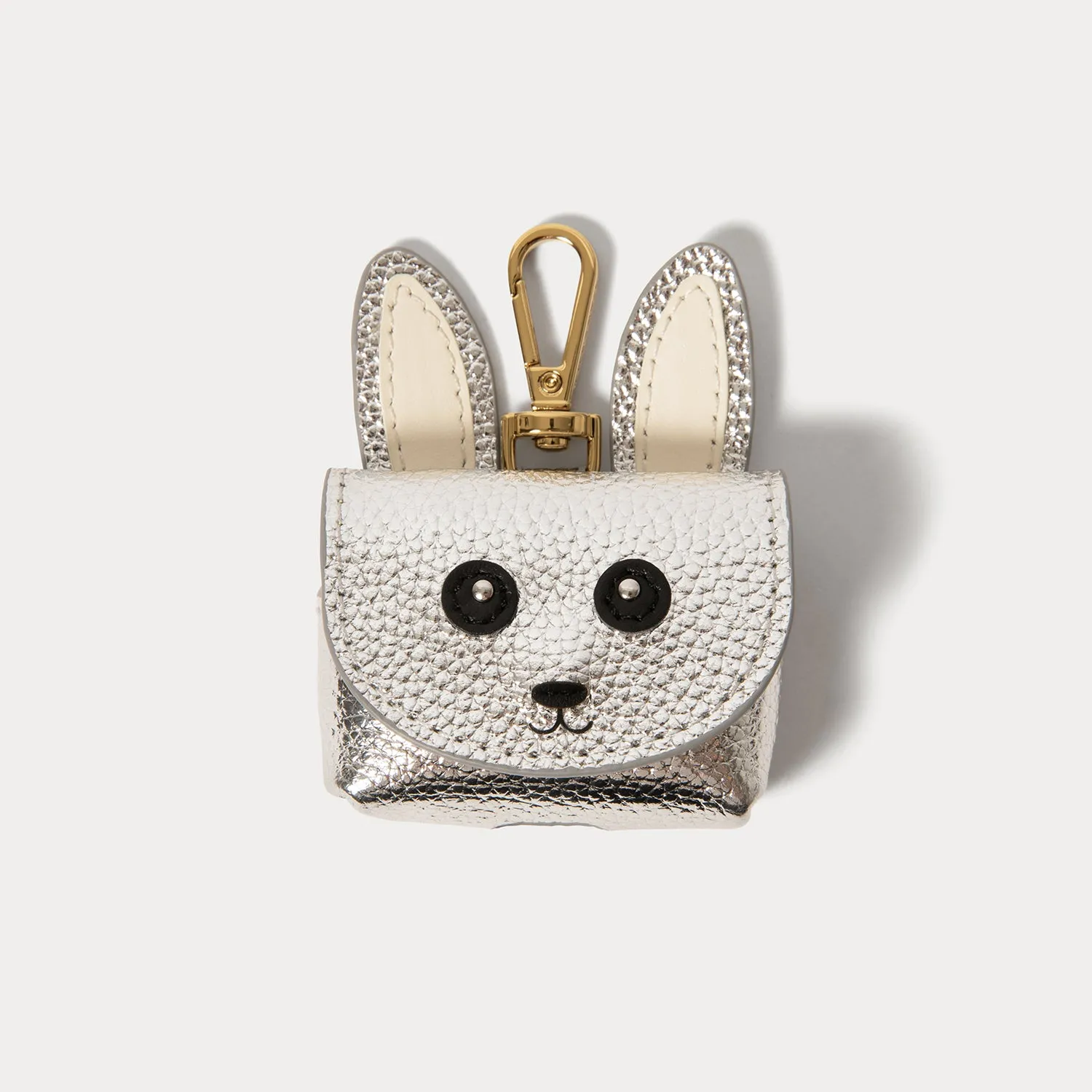 Bunny Animal AirPods Clip-On Pouch - Bunny Silver/Gold durable rubberized airpods cover