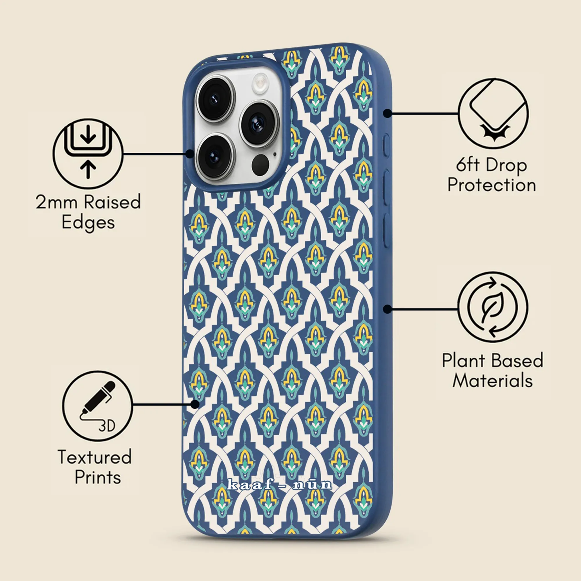 Casablanca Moroccan Tiles iPhone Case Rugged Frame Design Subtle design