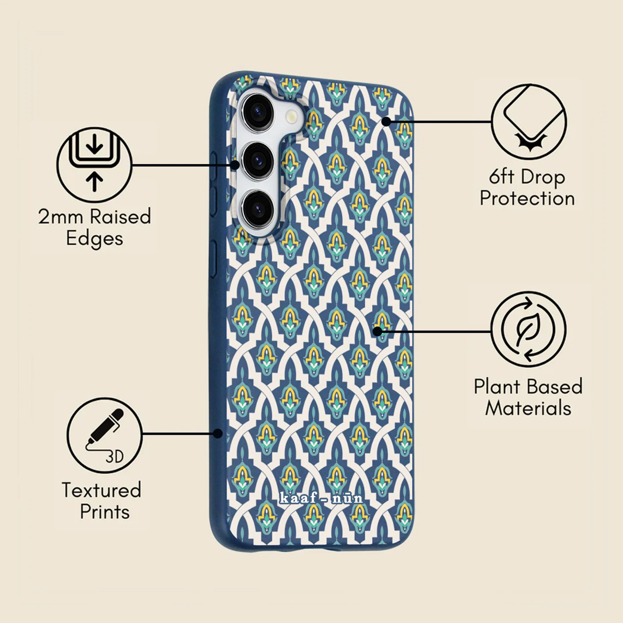 Casablanca Moroccan Tiles MagSafe Samsung Phone Case Protective Finish Smooth Look Texture
