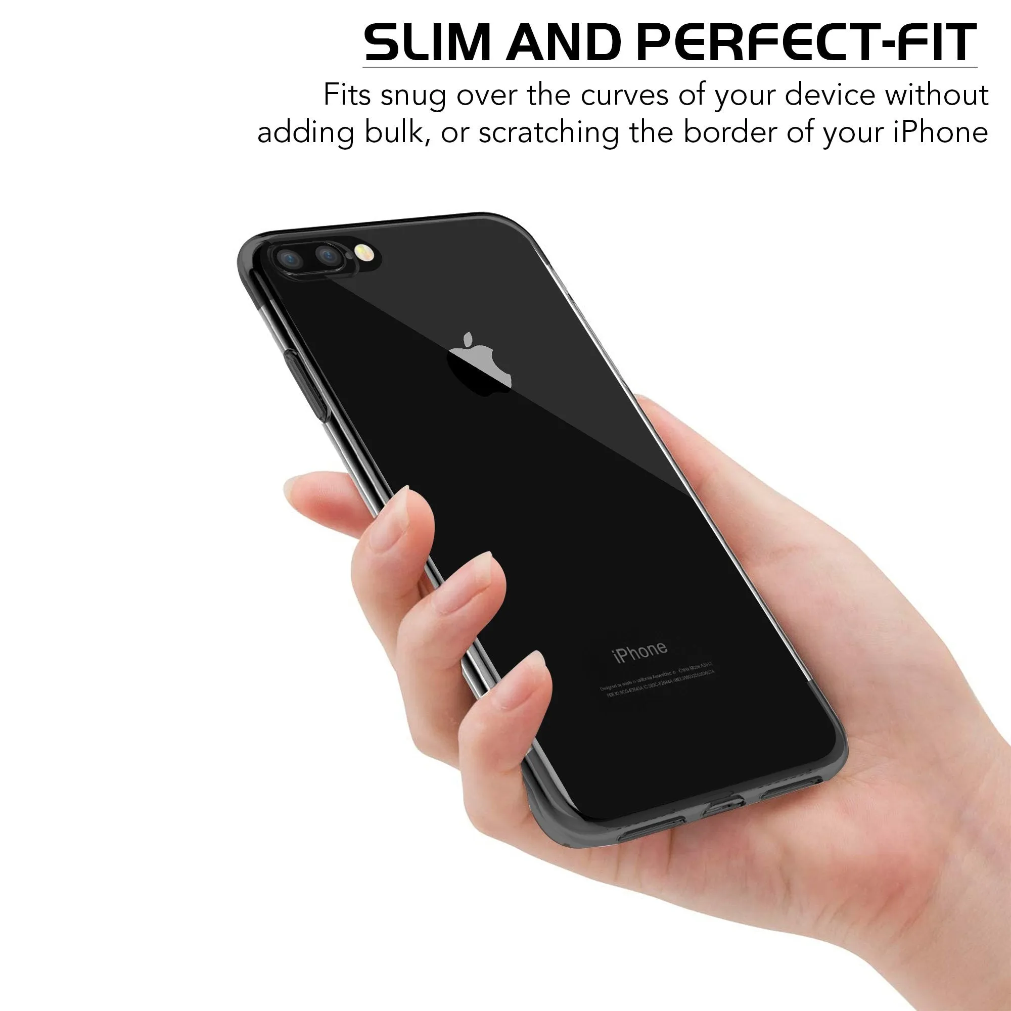 Case for iPhone 8 Plus Shock Proof Soft TPU Silicone Phone Clear Slim Cover Drop Protection Clear Finish