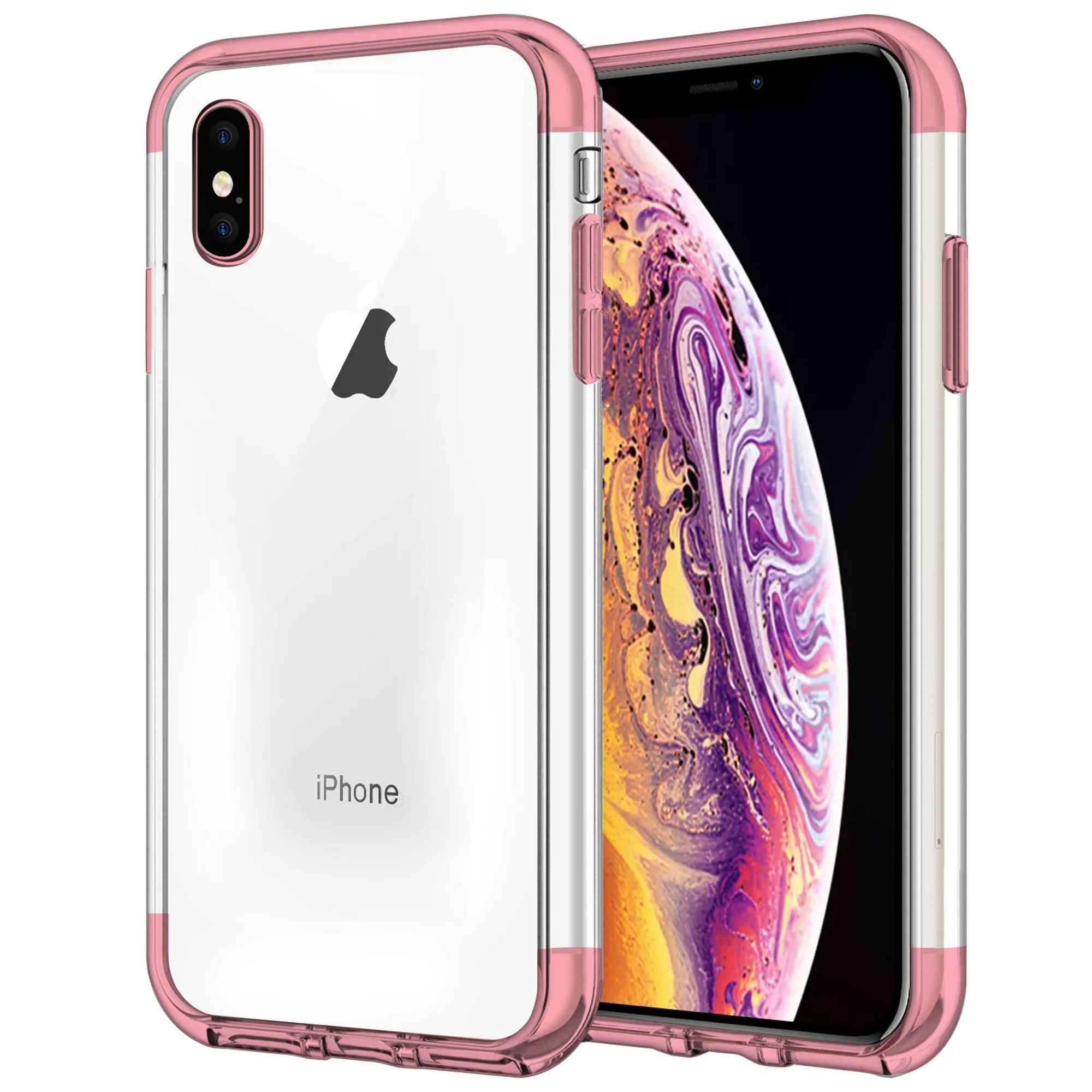 Case for iPhone XS Shock Proof Soft TPU Silicone Phone Clear Slim Cover Hybrid Texture Design Premium Detail