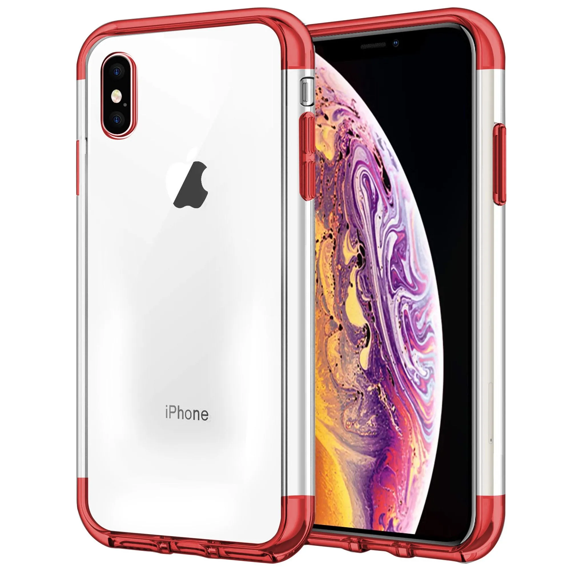 Case for iPhone XS Shock Proof Soft TPU Silicone Phone Clear Slim Cover Glossy Pattern Smooth Layer Texture